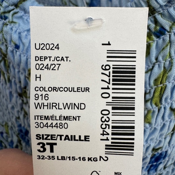 NWOT The Children's Place 3T Girls Blue Floral Smocked Puff Short Sleeve Dress - Picture 5 of 6